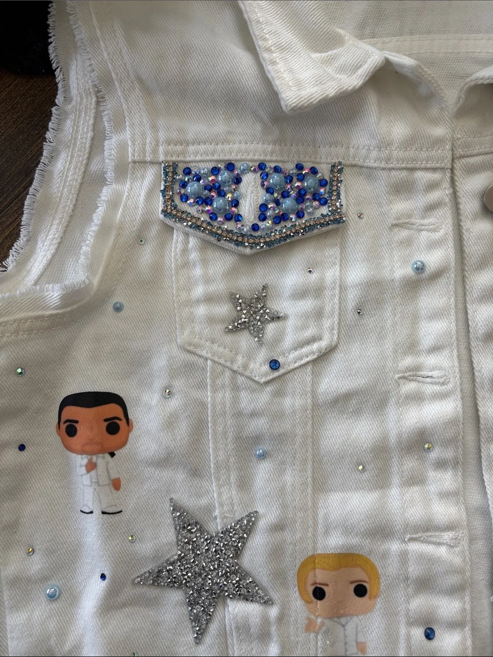 Custom Backstreet Boys Jean Jacket Vest Size S/M - Picture 3 of 8